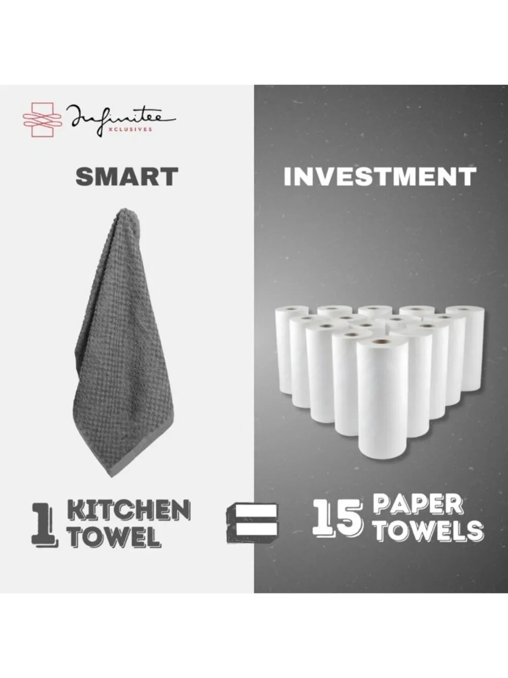 Ultra Soft 100% Cotton Kitchen Towels - 15x25 Inch Super Absorbent Dish Towels